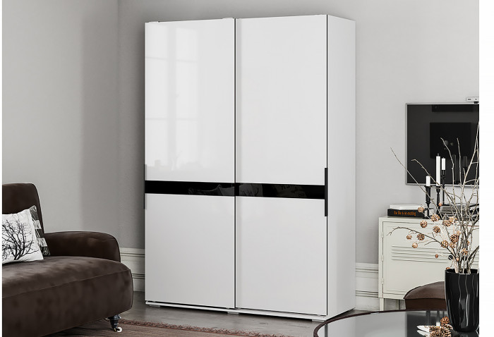 Шкаф-купе Оскар 1,5м белый/глянец белый