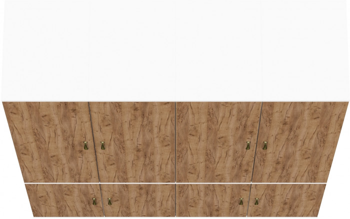 Лидер-8 Пенал МД 23Б 4 шт., цвет белый шагрень/крафт золото, ШхГхВ 160х50х190 см., универсальная сборка