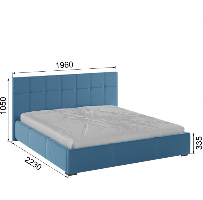 Рио Кровать интерьерная 180 светло-голубой квадрат, ортопед