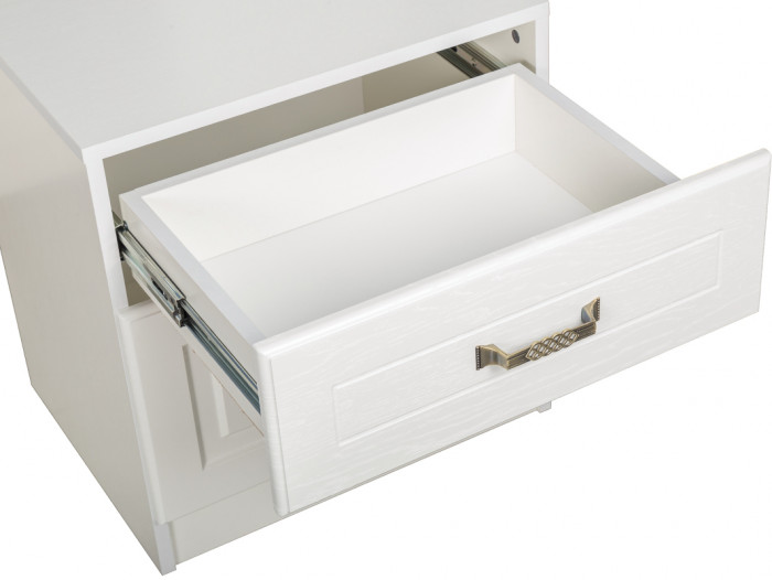 Ливерпуль Кровать 11.08 + основание + ножки + Тумба 08.146 + Полка 10.117, ясень ваниль/белый