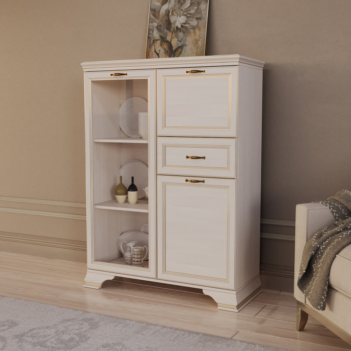 Шкаф низкий (1 стеклодверь) Сиена