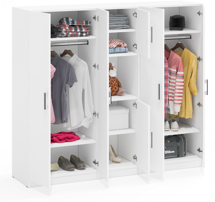 Шкаф С-МД-СК9Ш+Пенал С-МД-СК9П+Шкаф С-МД-СК9Ш, цвет белый шагрень, ШхГхВ 183х45х160 см., универсальная сборка