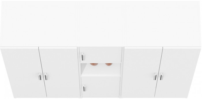 Шкаф С-МД-СК9Ш+Пенал С-МД-СК9П+Шкаф С-МД-СК9Ш, цвет белый шагрень, ШхГхВ 183х45х160 см., универсальная сборка