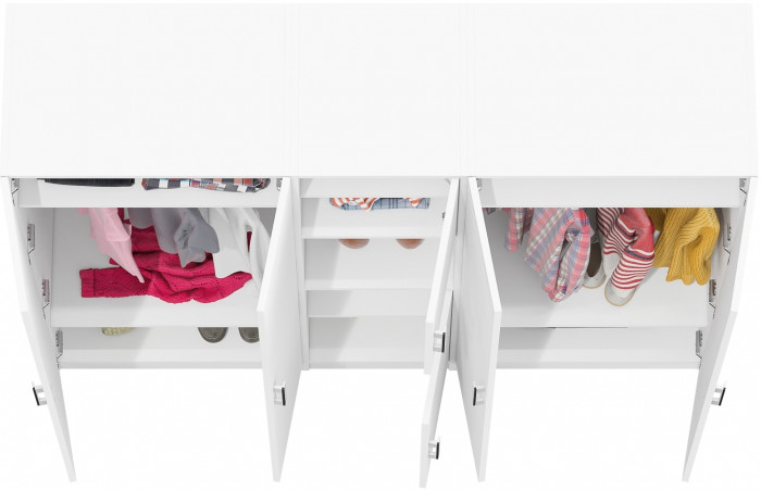 Шкаф С-МД-СК9Ш+Пенал С-МД-СК9П+Шкаф С-МД-СК9Ш, цвет белый шагрень, ШхГхВ 183х45х160 см., универсальная сборка