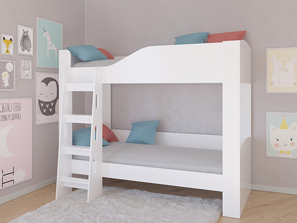 Кровать двухъярусная АСТРА 2 Белый/Белый без ящика