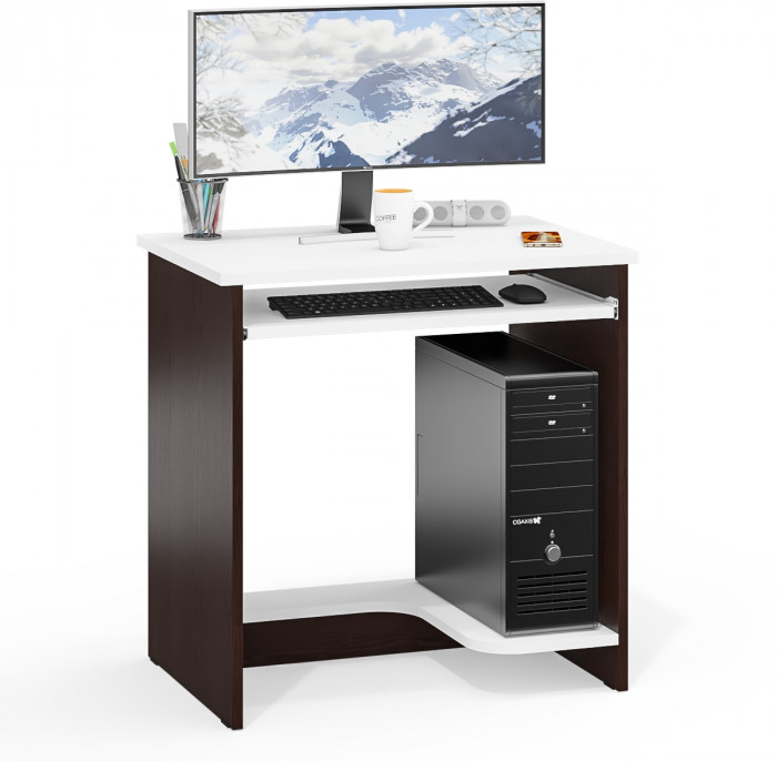 компьютерный стол С-МД-СК11-1, венге/белый шагрень