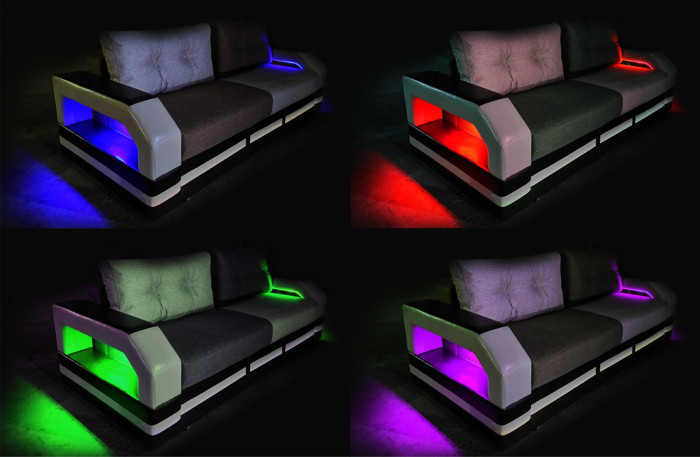 Диван еврокнижка Манчестер 160 ВЕЛЮР 09 СИНИЙ ЭКОКОЖА БЕЖЕВАЯ НПБ