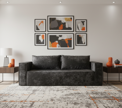 Диван-еврокнижка Лофт Люкс Плюш с подсветкой, 140х195, черный