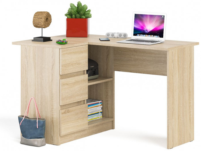 Мори компьютерный стол МС-16 левый, дуб сонома
