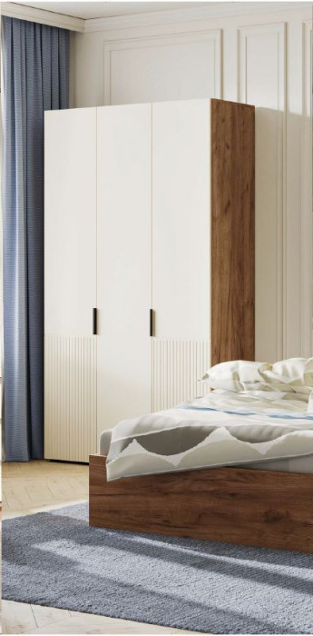 СОНАТА ШК 03 Шкаф 3-х створчатый  (1200х2100х460) Фасад МДФ МОНО КЕРАМИКА/Корпус ДУБ КРАФТ ТАБАЧНЫЙ