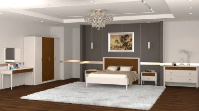 Модульная спальня "Тиволи" из массива дуба - Латте (лак)