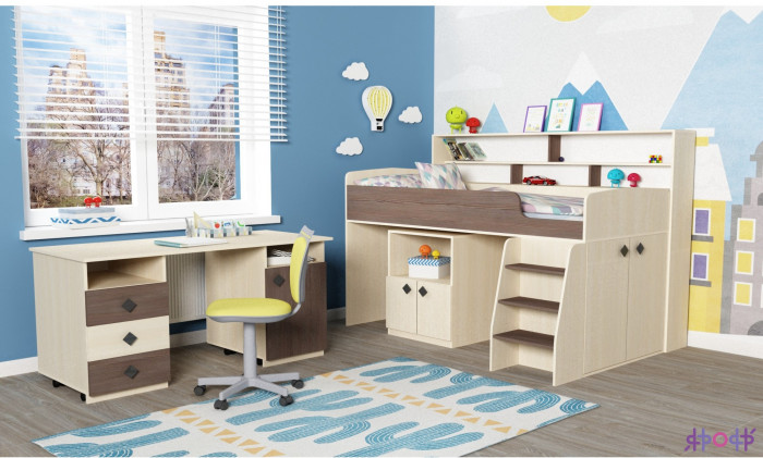 Кровать-чердак Малыш 5 (Винтерберг/Ирис)