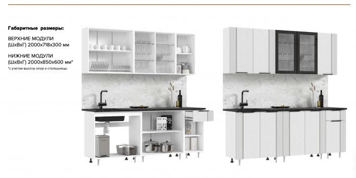 Кухня Виктория 2,0м Пластер бьянко/белый