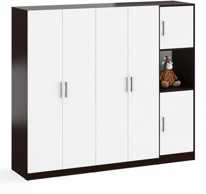 Шкаф С-МД-СК9Ш+Пенал С-МД-СК9П+Шкаф С-МД-СК9Ш, цвет венге/белый шагрень, ШхГхВ 183х45х160 см., универсальная сборка