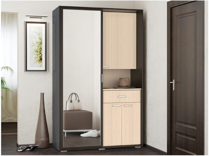 Прихожая Иннэс-4 1200 ЛДСП (Бетон Светлый / Камень Темный)