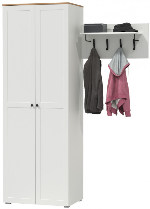 Остин Прихожая 08, белый шагрень/дуб крафт золотой