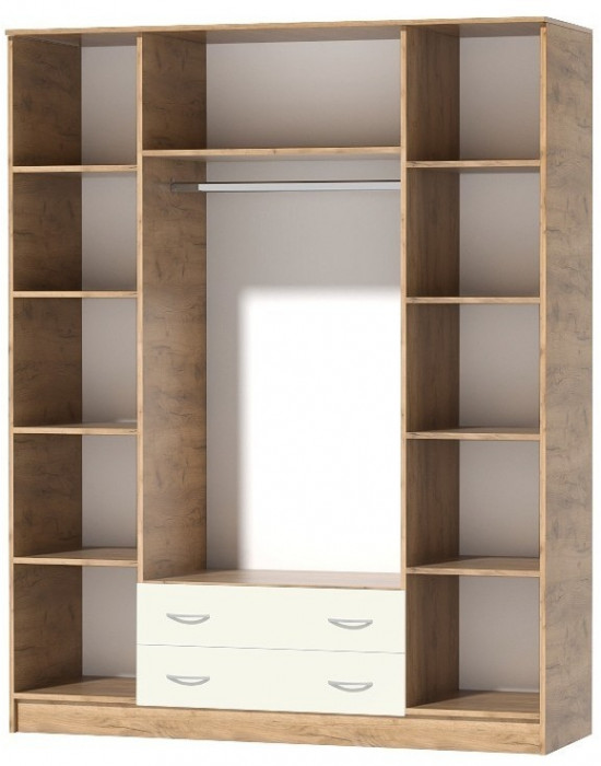 Кэт-7 Шкаф 4 -створчатый (Крафт золотой / Миндаль)