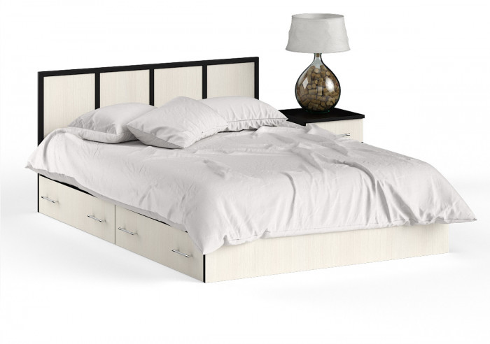 Сакура Кровать с ящиками 1400 + тумба, цвет венге/дуб лоредо, ШхГхВ 184х203,5х80 см., сп.м. 1400х2000 мм., б/м, основание есть, универсальная сборка