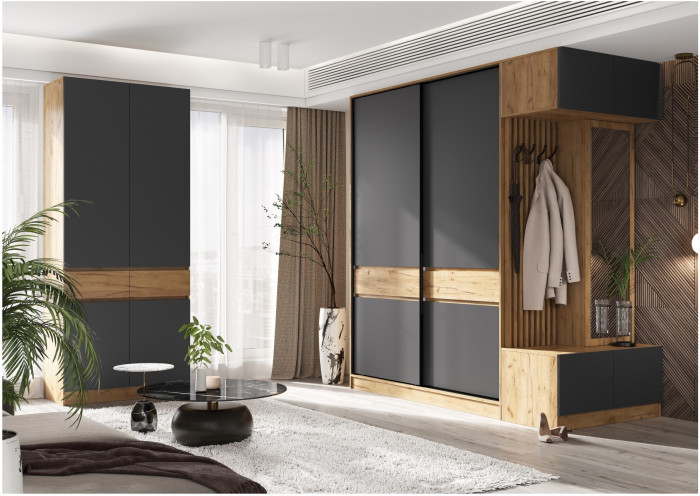 Модульная прихожая Роджина, комп.4 (Белый глянец, Дуб Крафт Золотой)