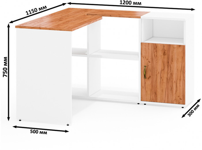 Лидер-8 Стол + Тумба МД 3.19, белый шагрень/крафт золото