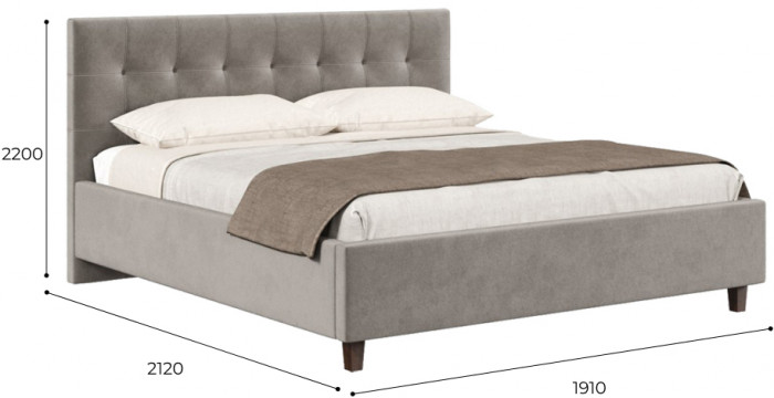 Кровать 1800 Турин, пепел