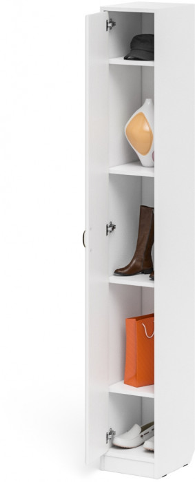 Прихожая П-6-350 Пенал, цвет белая шагрень/фасады МДФ белое дерево фрезеровка ромб, ШхГхВ 30х35х210 см., универсальная сборка