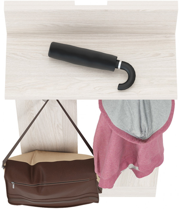 КР100 Ника прихожая 15.08 Вешалка, цвет ясень анкор светлый, ШхГхВ 53,8х26х154 см.