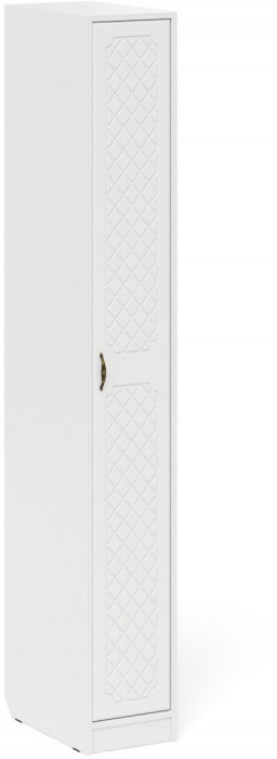 Прихожая П-6-500 Пенал, белая шагрень/фасады МДФ белое дерево фрезеровка ромб