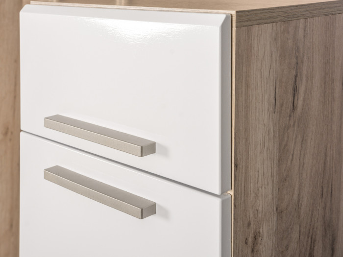 Лайн Прихожая № 08, дуб крафт серый/фасады МДФ белый глянец