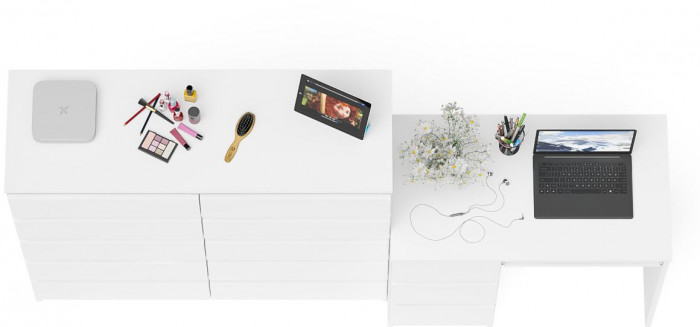 Мори компьютерный стол МС-6 левый + Комод МК1200.10, белый