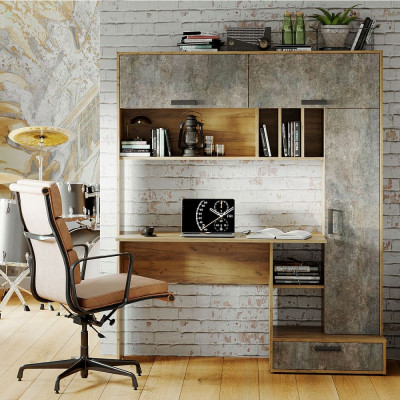 Стол письменный Техно, крафт/цемент