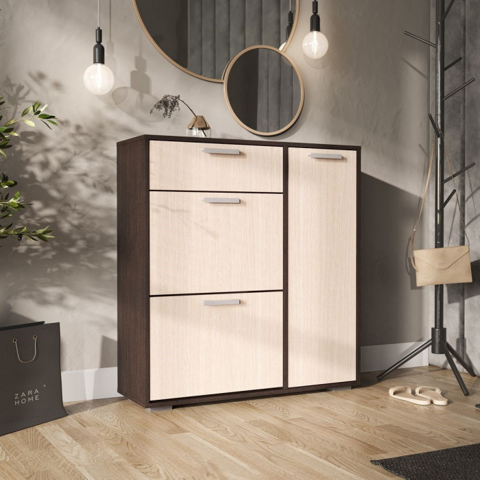 ДЕЛИ обувница №4 (960х1020х330) венге/дуб белфорт