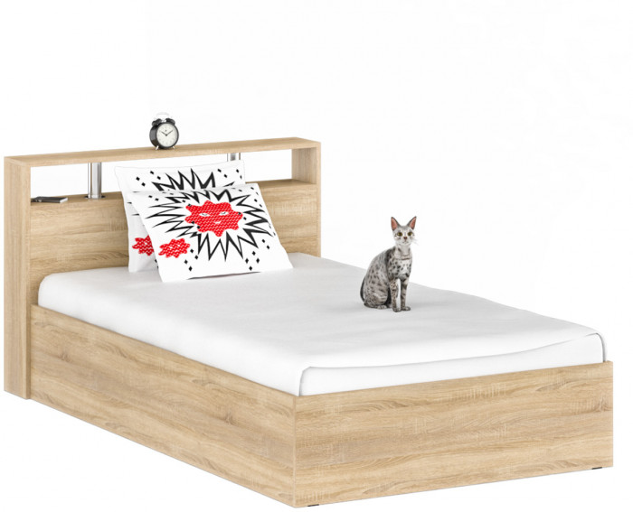 Камелия Кровать 1200 + две тумбы, дуб сонома