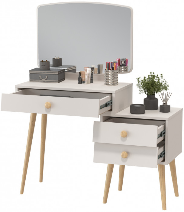 Афина Спальня 4-25901М1к.с. Трюмо, цвет кашемир серый, ШхГхВ 105х38,6х129 см., универсальная сборка, цвет ножек: тик