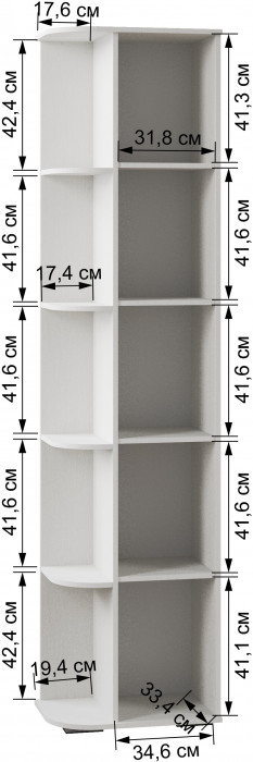 Ливорно Шкаф торцевой ЛШ-26 ясень анкор светлый патина серебро
