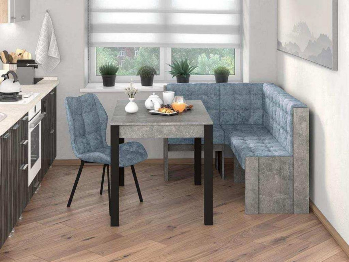 Угловая скамья Квадро Бетон ателье/Лагуна