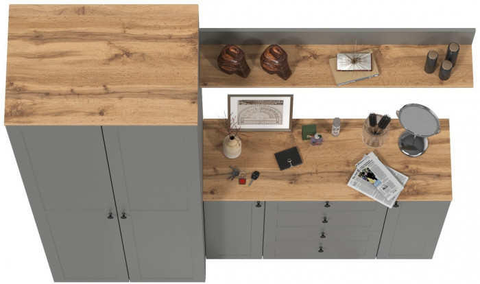 Остин Прихожая 62, цвет серый графит/дуб крафт золотой, ШхГхВ 200х54,3х229,6 см., универсальная сборка