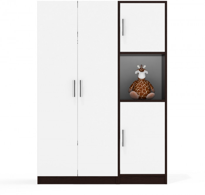 Шкаф С-МД-СК9Ш+Пенал С-МД-СК9П, цвет венге/белый шагрень, ШхГхВ 113х45х160 см., универсальная сборка