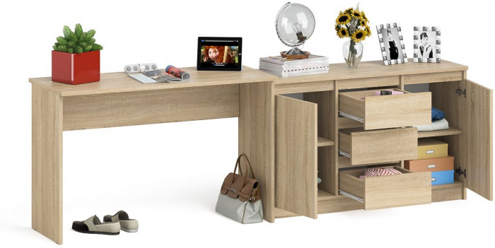 Мори письменный стол МСП1200.1 + Комод МК1200.3, дуб сонома