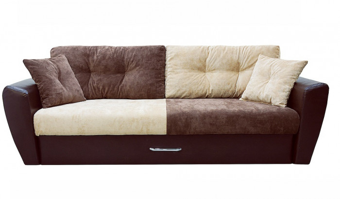 Диван еврокнижка Амстердам 160 ЛЮКС 03 ВЕЛЮР КОМБИ ЭКОКОЖА КОРИЧНЕВАЯ НПБ