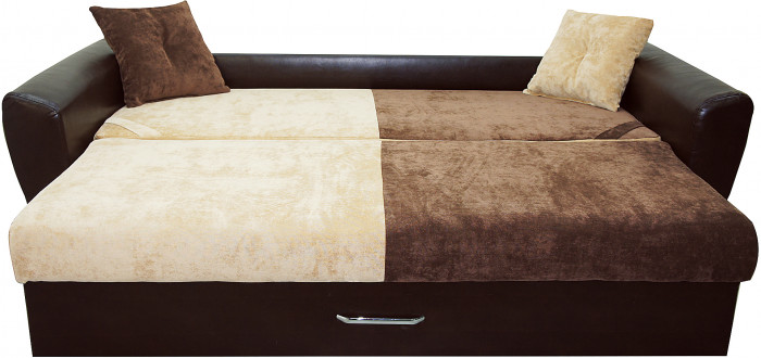 Диван еврокнижка Амстердам 160 ЛЮКС 03 ВЕЛЮР КОМБИ ЭКОКОЖА КОРИЧНЕВАЯ НПБ