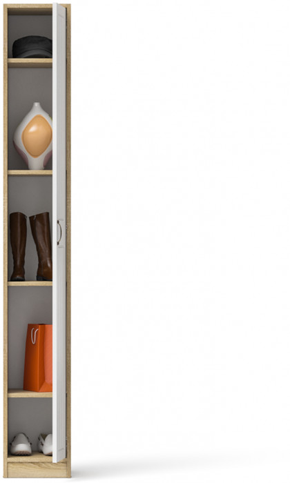 Прихожая П-6-350 Пенал, цвет дуб сонома/фасады МДФ белое дерево фрезеровка прованс, ШхГхВ 30х35х210 см., универсальная сборка