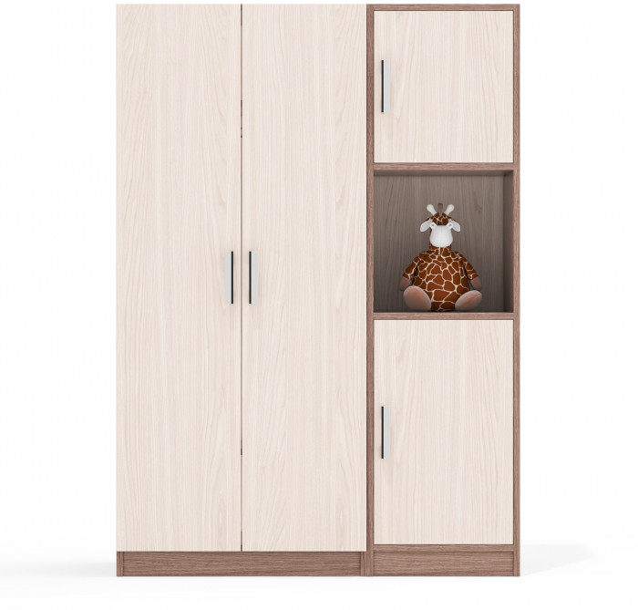 Шкаф С-МД-СК9Ш+Пенал С-МД-СК9П, цвет ясень шимо светлый/ясень шимо тёмный, ШхГхВ 113х45х160 см., универсальная сборка