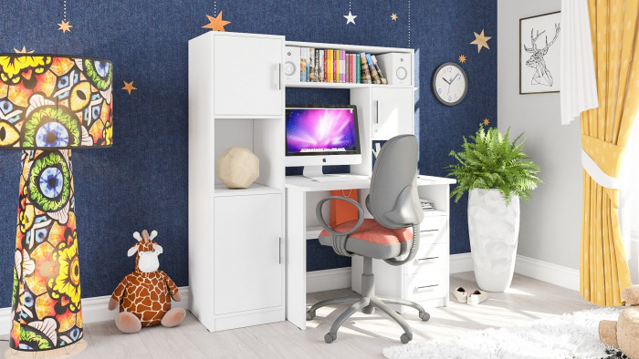 компьютерный стол С-МД-СК9+Пенал С-МД-СК9П, белый шагрень