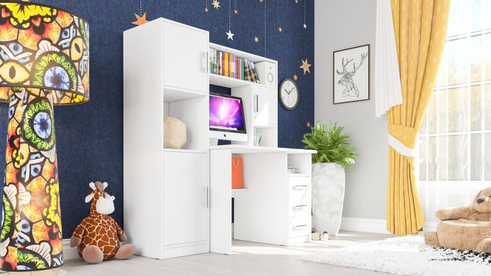 компьютерный стол С-МД-СК9+Пенал С-МД-СК9П, белый шагрень