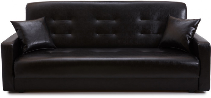 Диван-кровать Аккорд 140х190, книжка, пружинный блок, экокожа, цвет черный