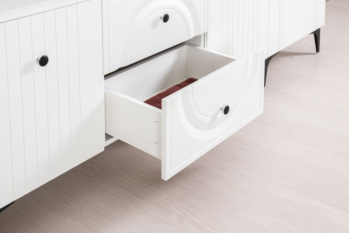 Валенсия Гостиная № 051, ЛДСП белый шагрень/МДФ белый шагрень