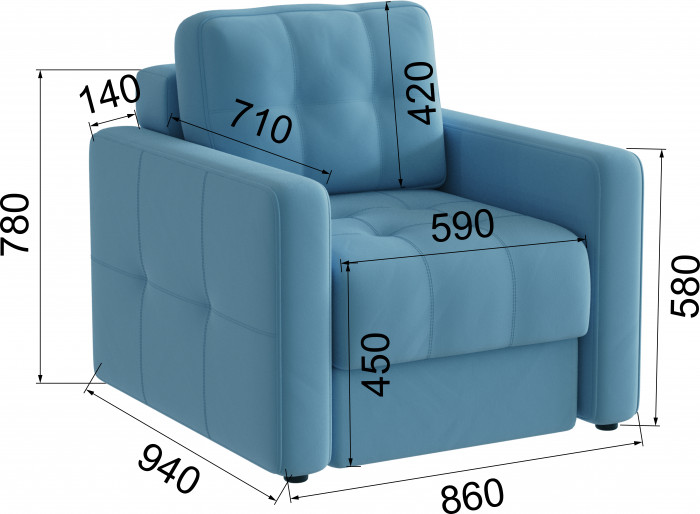 Кресло Брэй, Светло-голубой