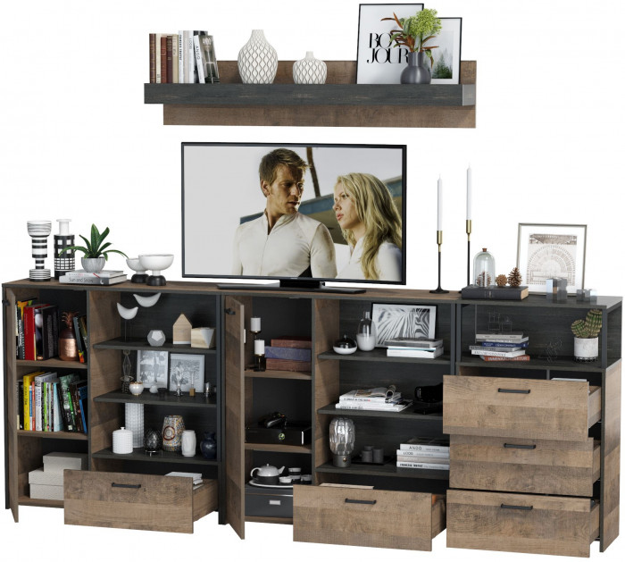 Трувор Гостиная 005, дуб гранж песочный/интра