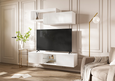 Норд Модульная Гостиная, вариант №1, Белый глянец/Белый